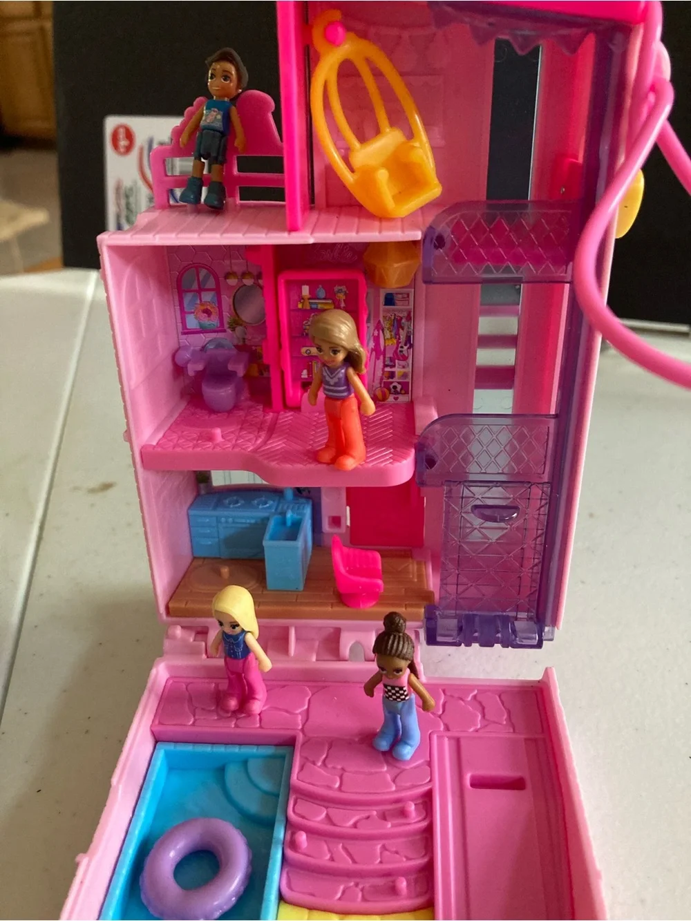 Poly Pocket Barbie Dream House Mini Playset Compact Dollhouse - Pink Mattel
